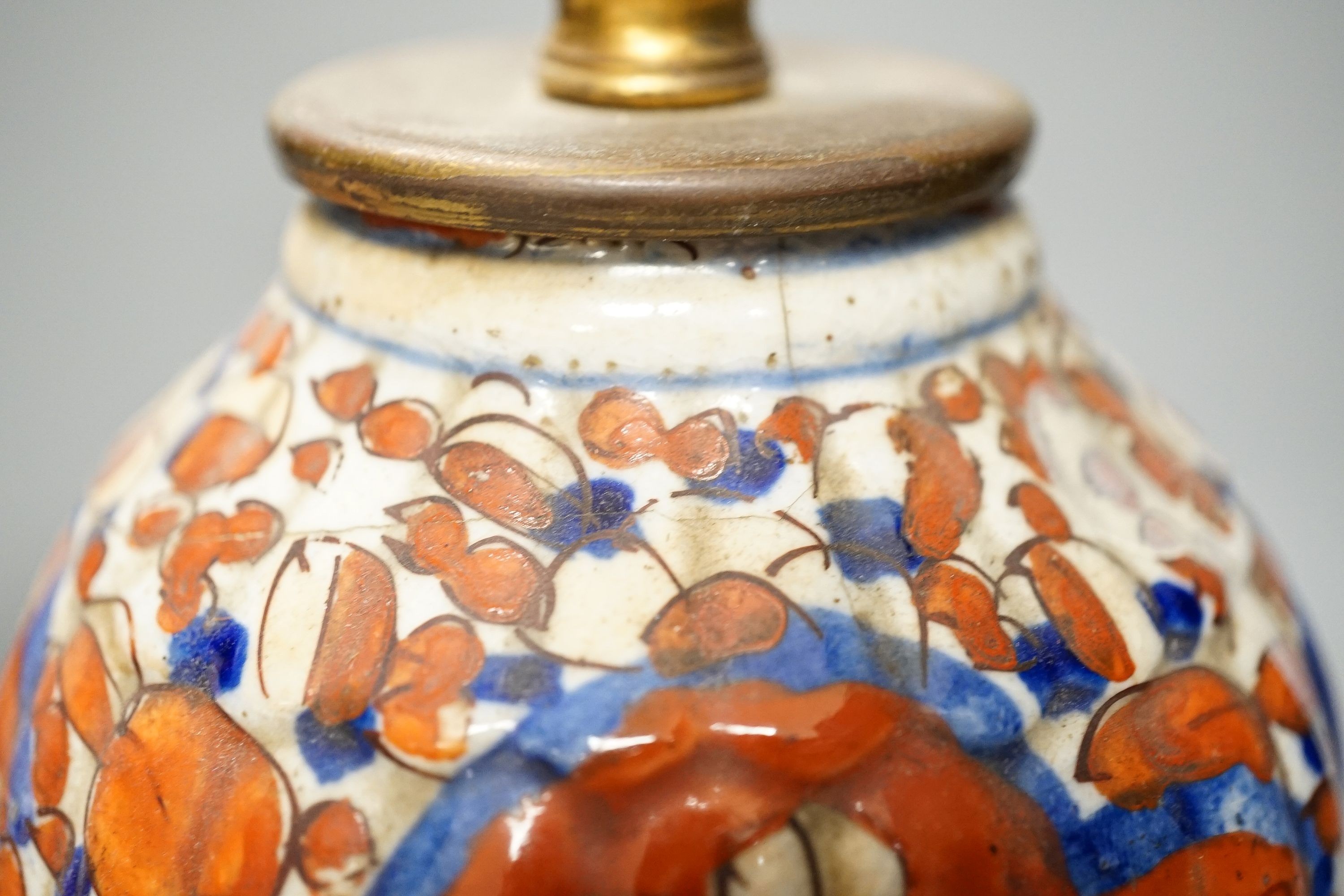 A Japanese Imari lamp and matching vase, 22 cm